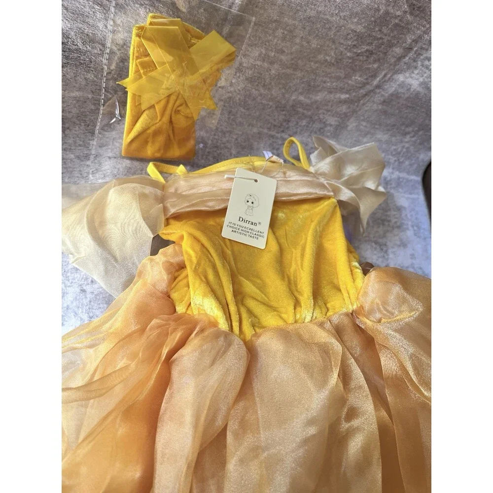 Girls Cinderella Costumes Halloween Princess Dress Up Fancy 6-7T